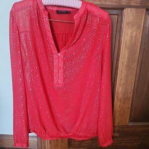Elegant Red And Silver Blouse - The Limited